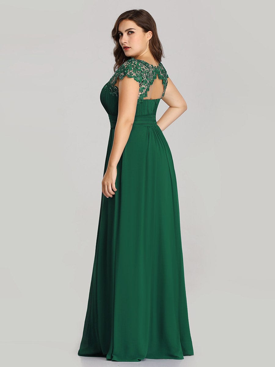 Maxi Long Empire Waist A Line Bridesmaid Dress #color_Dark Green