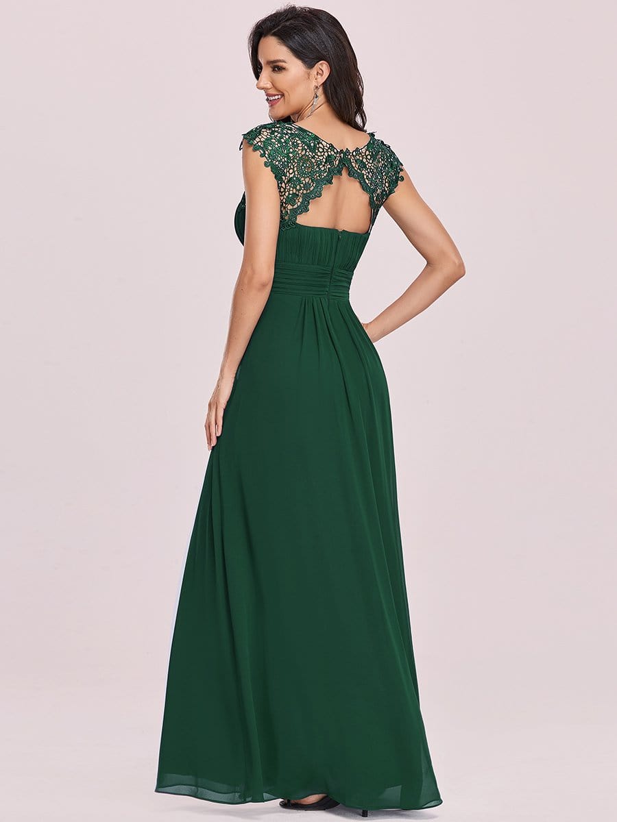 Maxi Long Empire Waist A Line Bridesmaid Dress #color_Dark Green