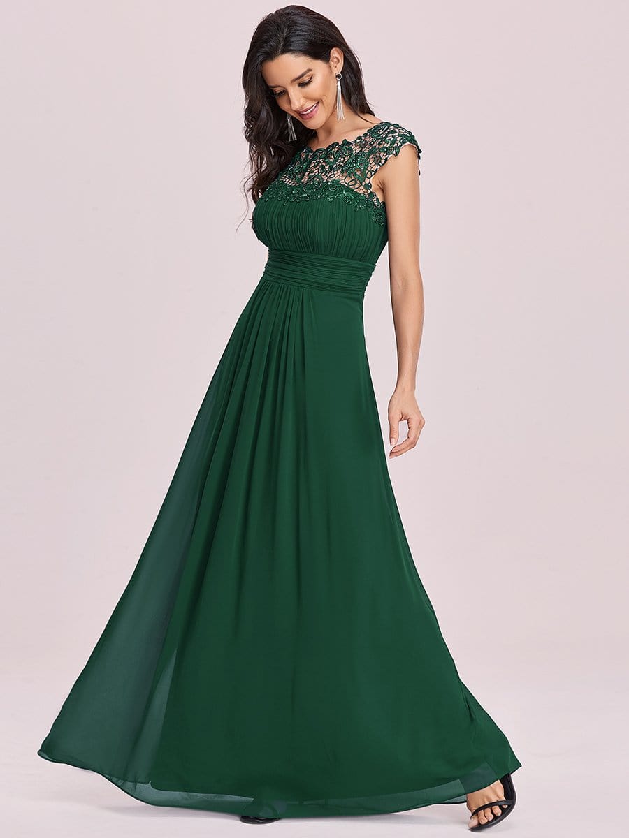 Maxi Long Empire Waist A Line Bridesmaid Dress #color_Dark Green