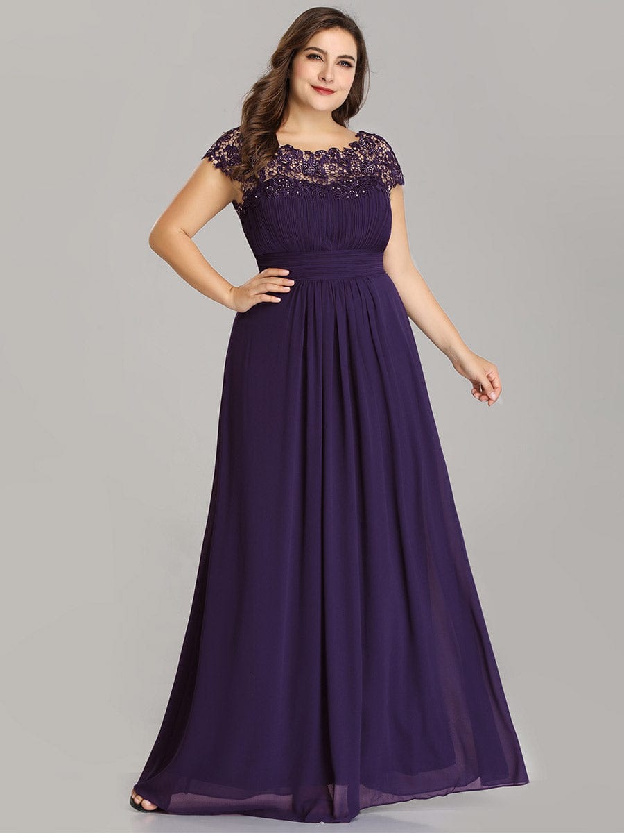 Maxi Long Empire Waist A Line Bridesmaid Dress #color_Dark Purple