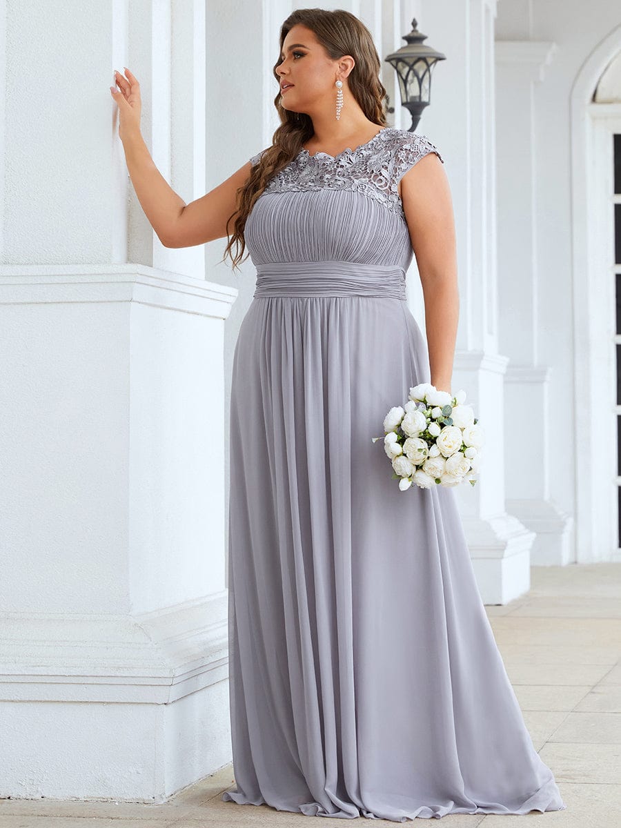 Maxi Long Empire Waist A Line Bridesmaid Dress #color_Grey