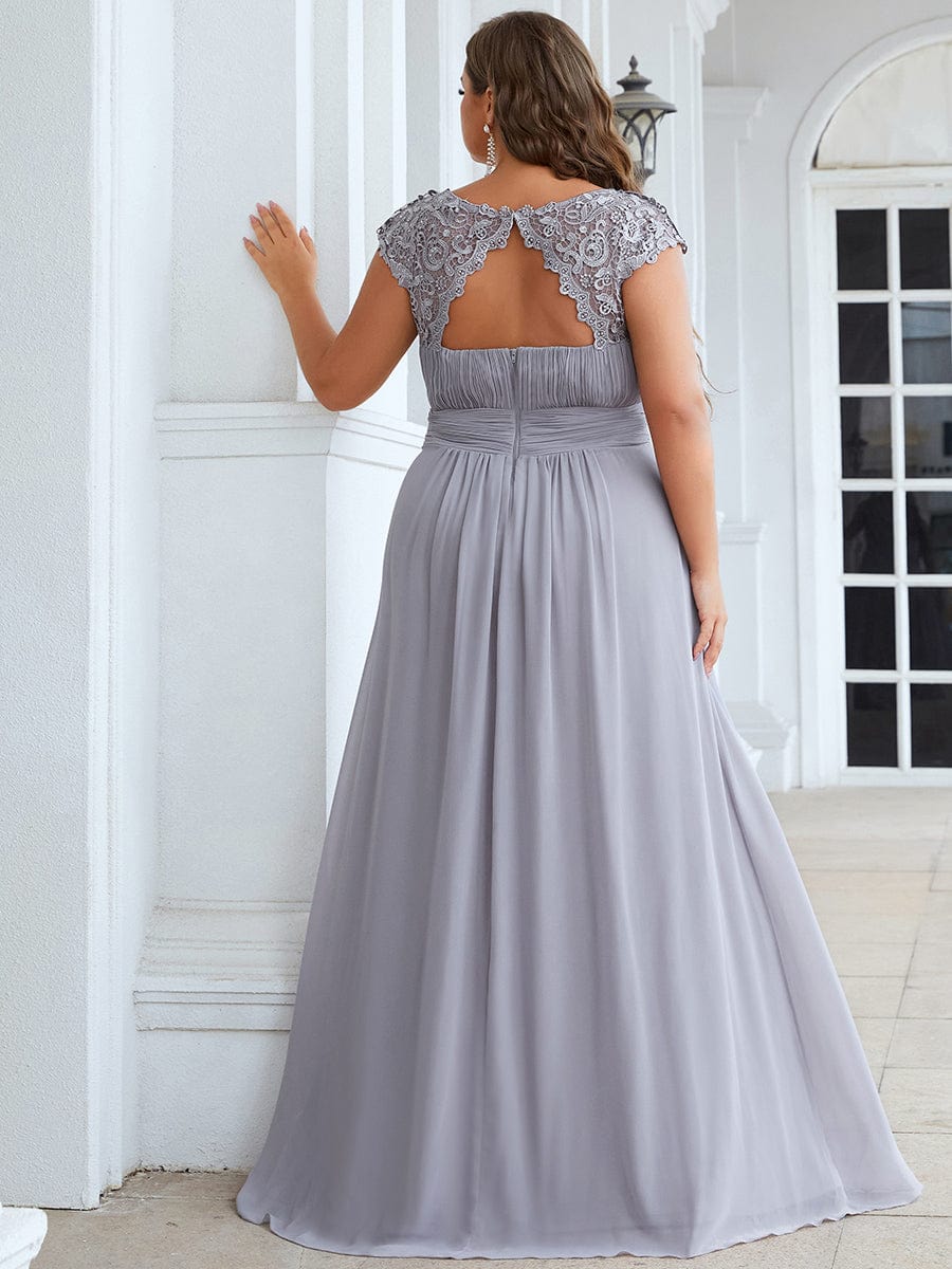 Maxi Long Empire Waist A Line Bridesmaid Dress #color_Grey