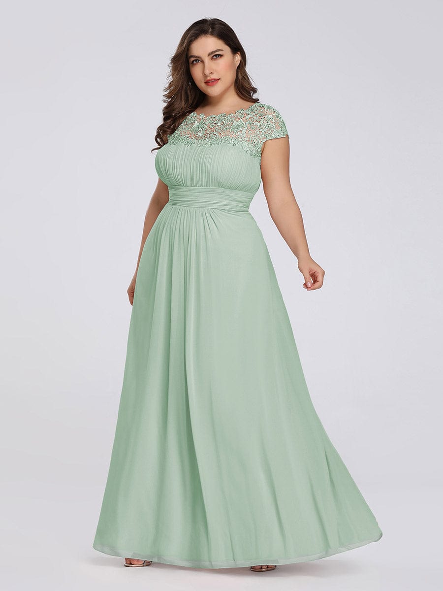 Maxi Long Empire Waist A Line Bridesmaid Dress #color_Mint Green