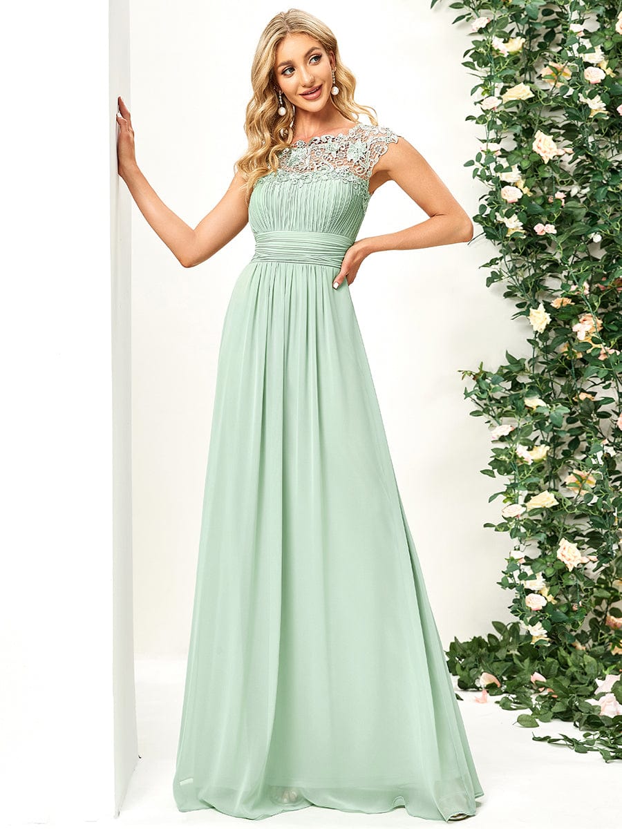 Maxi Long Empire Waist A Line Bridesmaid Dress #color_Mint Green