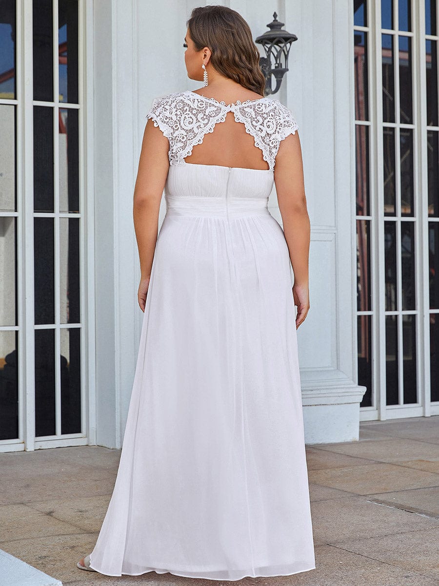 Maxi Long Empire Waist A Line Bridesmaid Dress #color_White