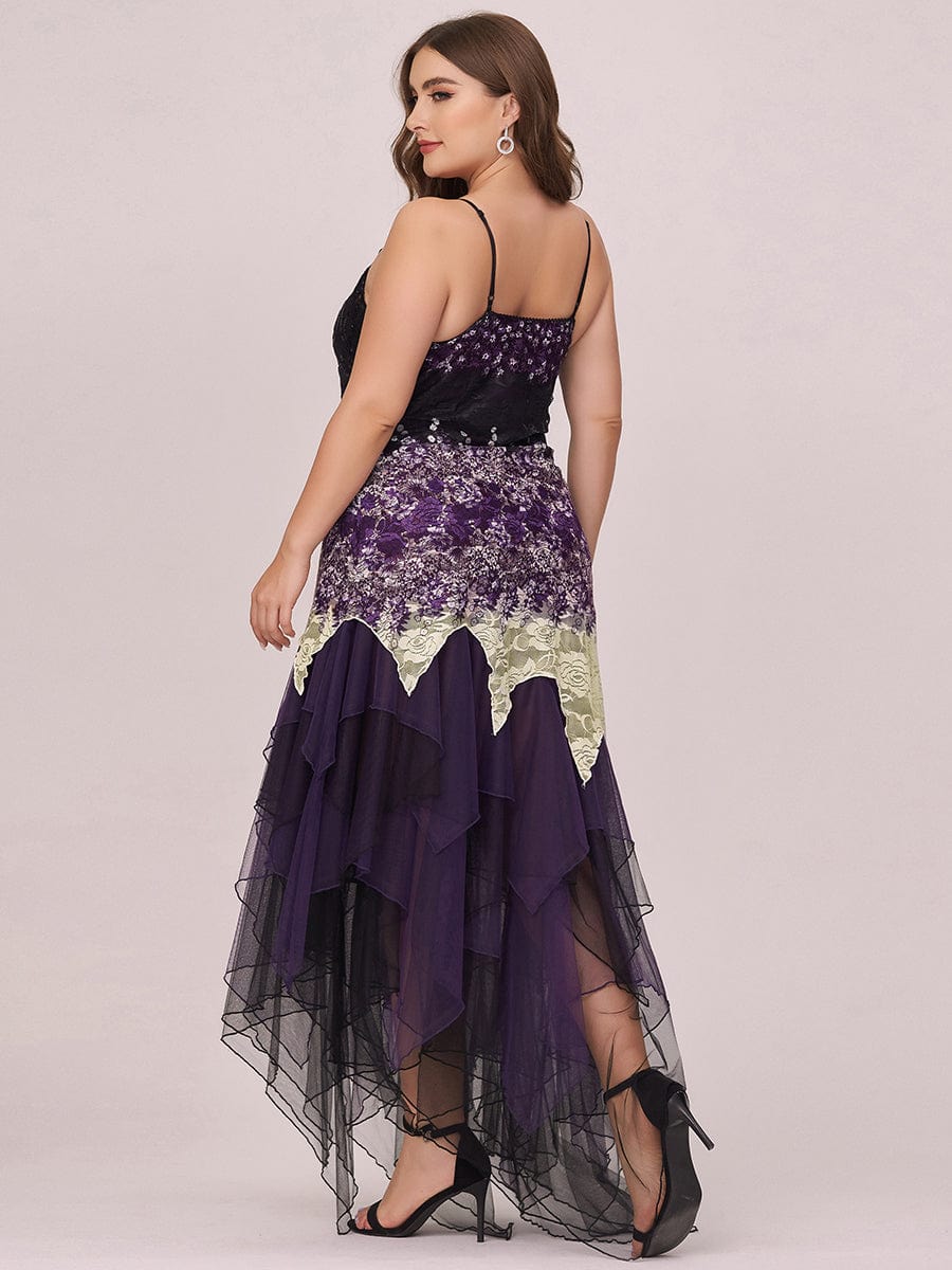 Sexy V Neck Irregular Hem Plus Size Prom Dresses #color_Dark Purple