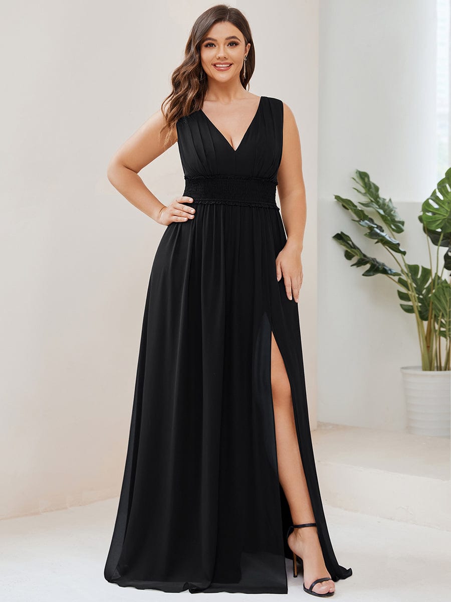 Plus size black chiffon dress best sale