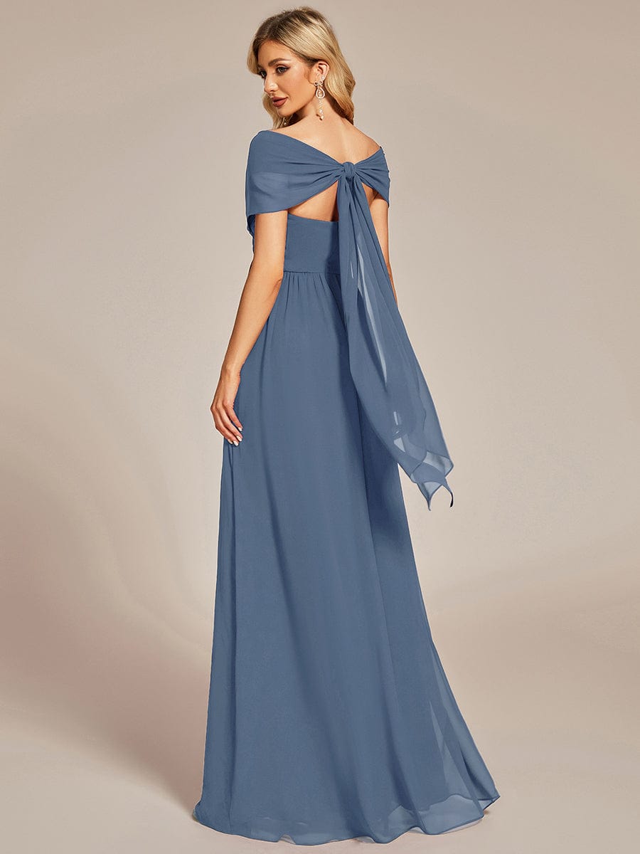 Multiway Chiffon Pleated Strapless Floor Length Bridesmaid Dress #color_Dusty Blue