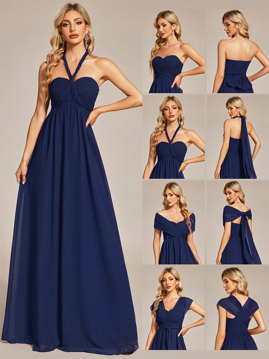 Tie Waist Strapless Chiffon Pleated Bridesmaid Dress Multiway Dress Ever Pretty UK