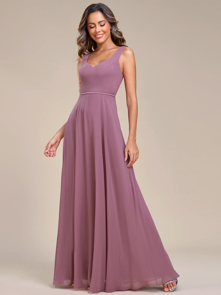 Elegant Chiffon Sleeveless Bridesmaid Dress with Backless #color_Purple Orchid