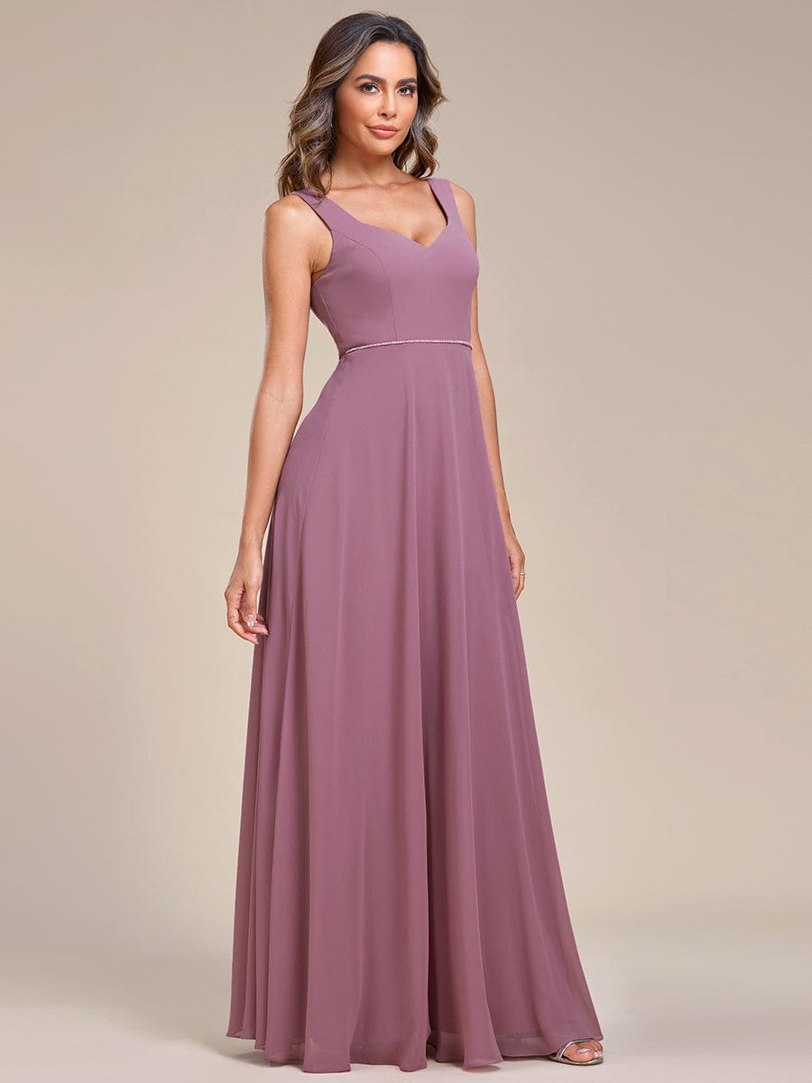 Elegant Chiffon Sleeveless Bridesmaid Dress with Backless #color_Purple Orchid