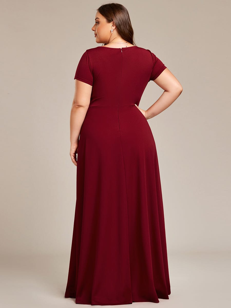 Sipmle Pleated Empire Waist A-Line Bridesmaid Dress #color_Burgundy