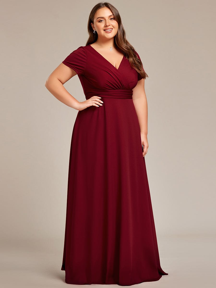 Sipmle Pleated Empire Waist A-Line Bridesmaid Dress #color_Burgundy