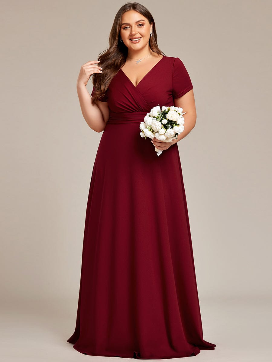 Sipmle Pleated Empire Waist A-Line Bridesmaid Dress #color_Burgundy