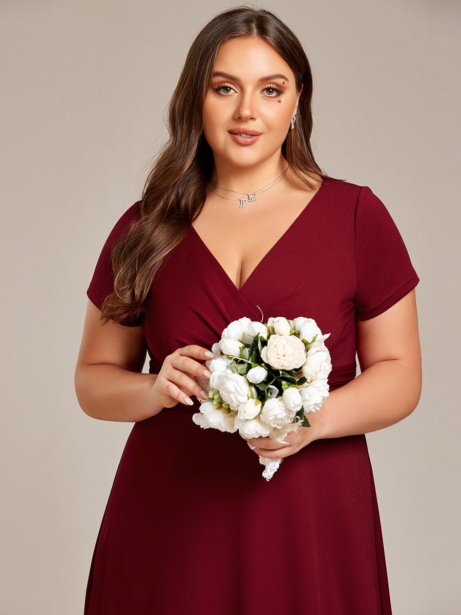 Sipmle Pleated Empire Waist A-Line Bridesmaid Dress #color_Burgundy