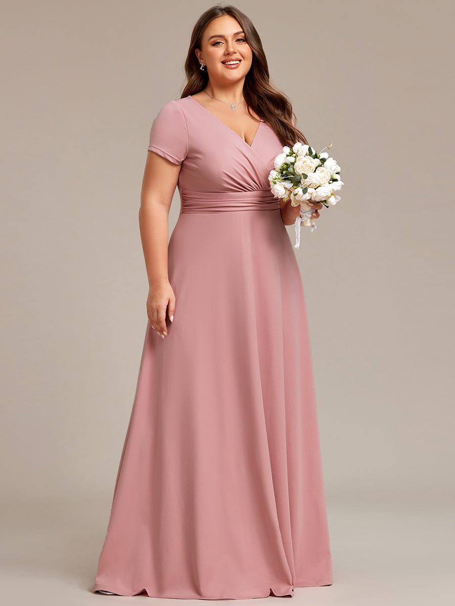 Sipmle Pleated Empire Waist A-Line Bridesmaid Dress #color_Dusty Rose