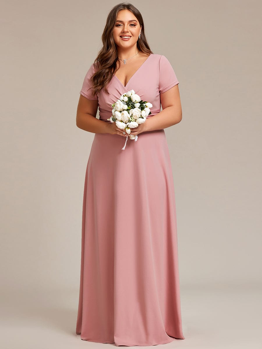 Simple Plus Size Empire Waist A-Line Bridesmaid Dress #color_Dusty Rose