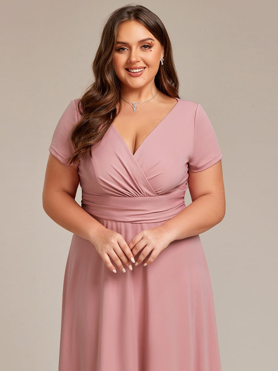 Sipmle Pleated Empire Waist A-Line Bridesmaid Dress #color_Dusty Rose