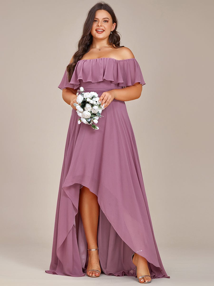 Lace Chiffon Long Bridesmaid Dress with Open Back  #Color_Purple Orchid