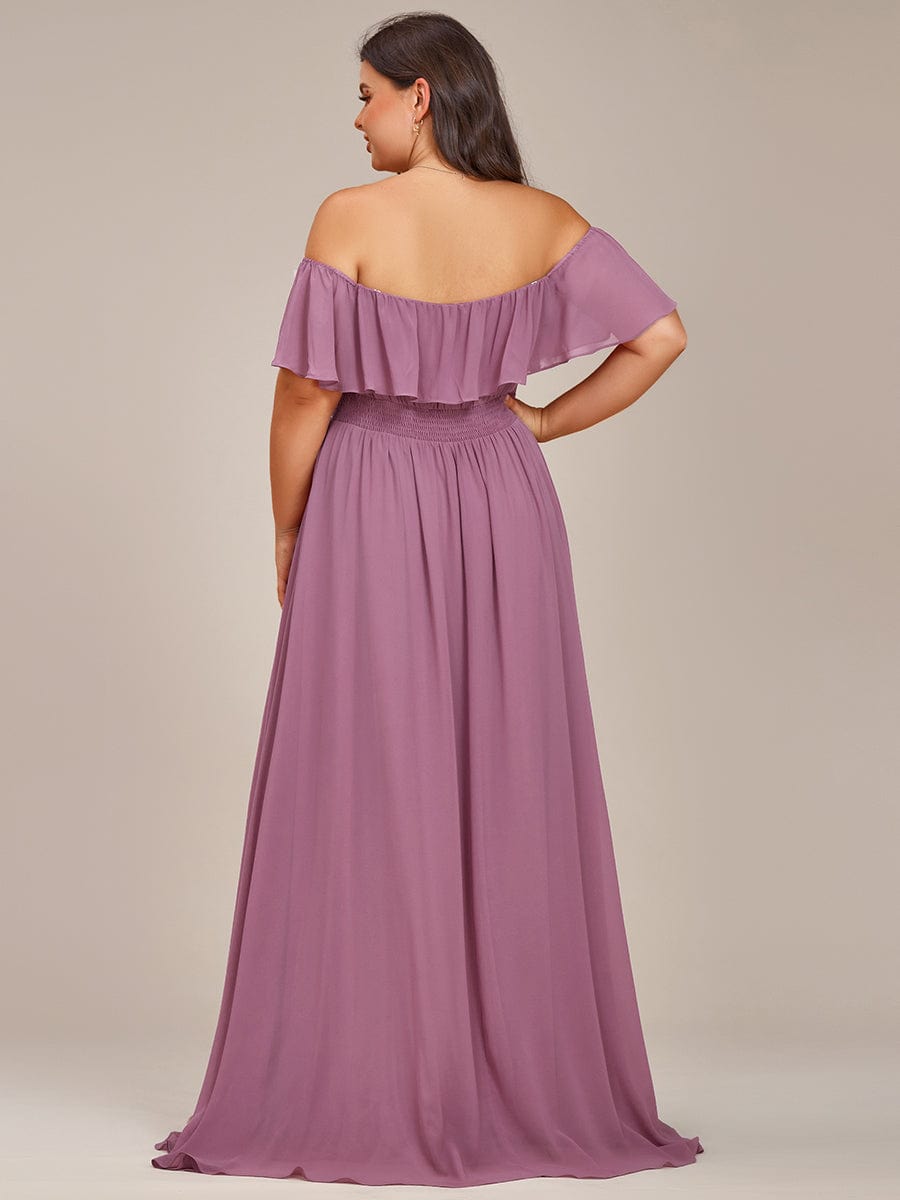 Lace Chiffon Long Bridesmaid Dress with Open Back  #Color_Purple Orchid