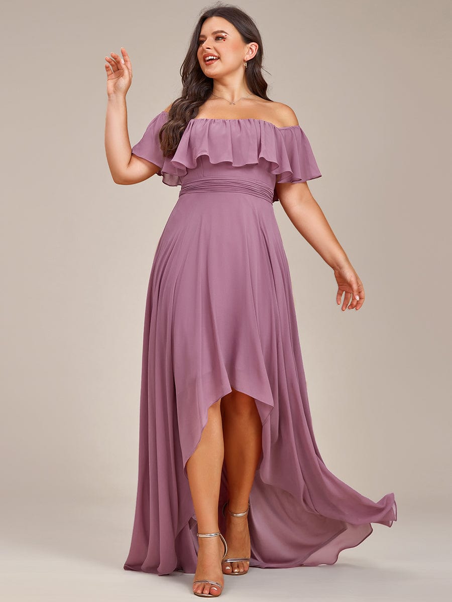 Lace Chiffon Long Bridesmaid Dress with Open Back  #Color_Purple Orchid