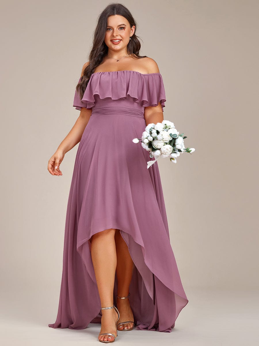 Lace Chiffon Long Bridesmaid Dress with Open Back  #Color_Purple Orchid