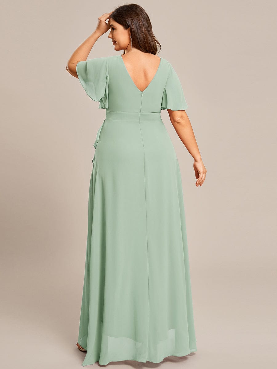 Charming Chiffon Bridesmaid Dress with Lotus Leaf Hemline #color_Mint Green