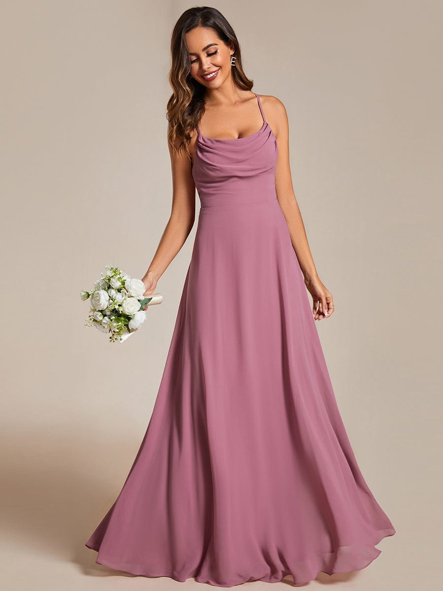 Adjustable Spaghetti Strap Chiffon A-Line Bridesmaid Dresses #color_Purple Orchid