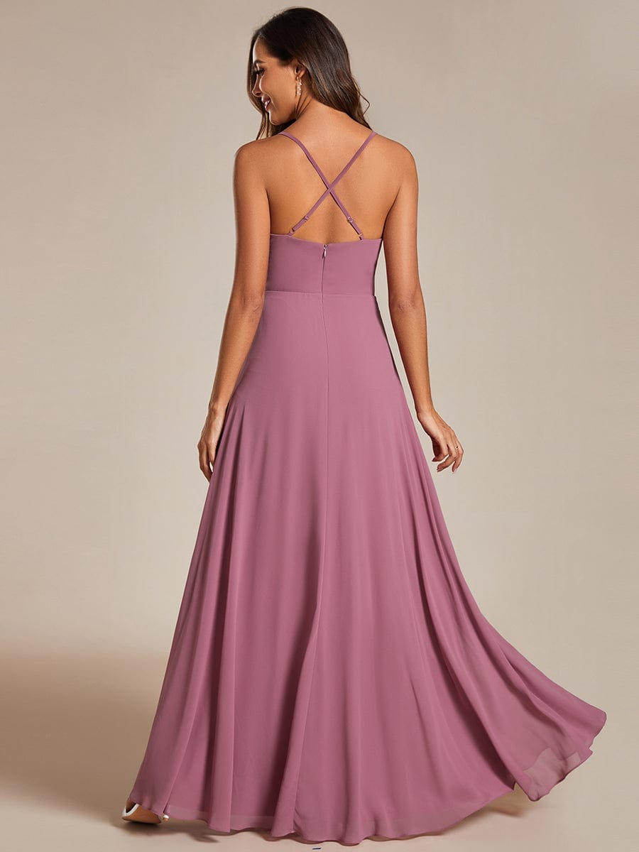 Adjustable Spaghetti Strap Chiffon A-Line Bridesmaid Dresses #color_Purple Orchid