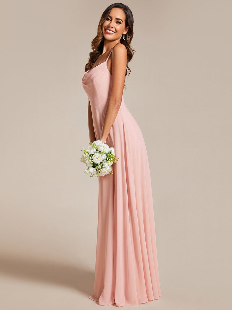 Adjustable Spaghetti Strap Chiffon A-Line Bridesmaid Dresses #color_Pink