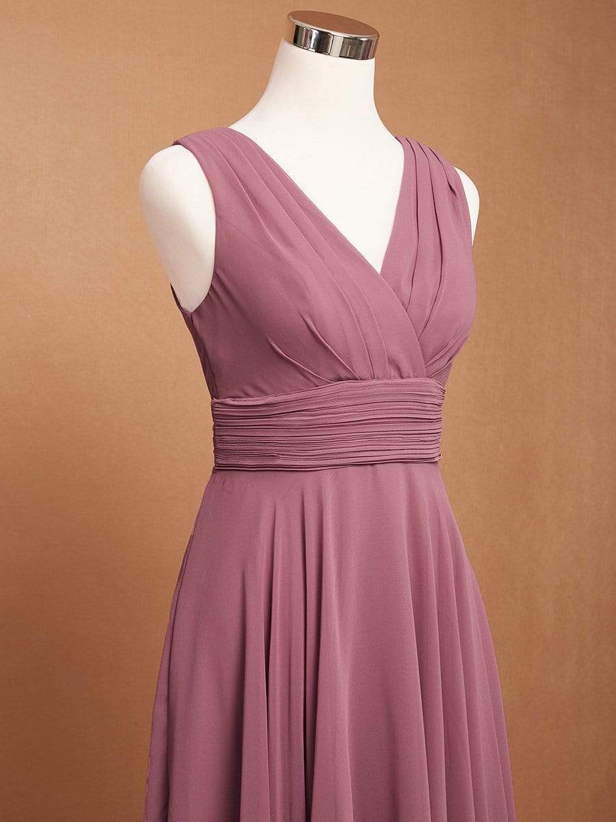 Knee Length Chiffon Bridesmaid Dress with Irregular Hem #color_Purple Orchid