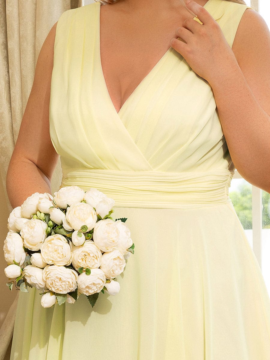 Knee Length Chiffon Bridesmaid Dress with Irregular Hem #color_Yellow