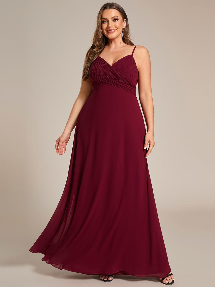 Sweetheart Draped Back Floor Length Bridesmaid Dress #color_Burgundy