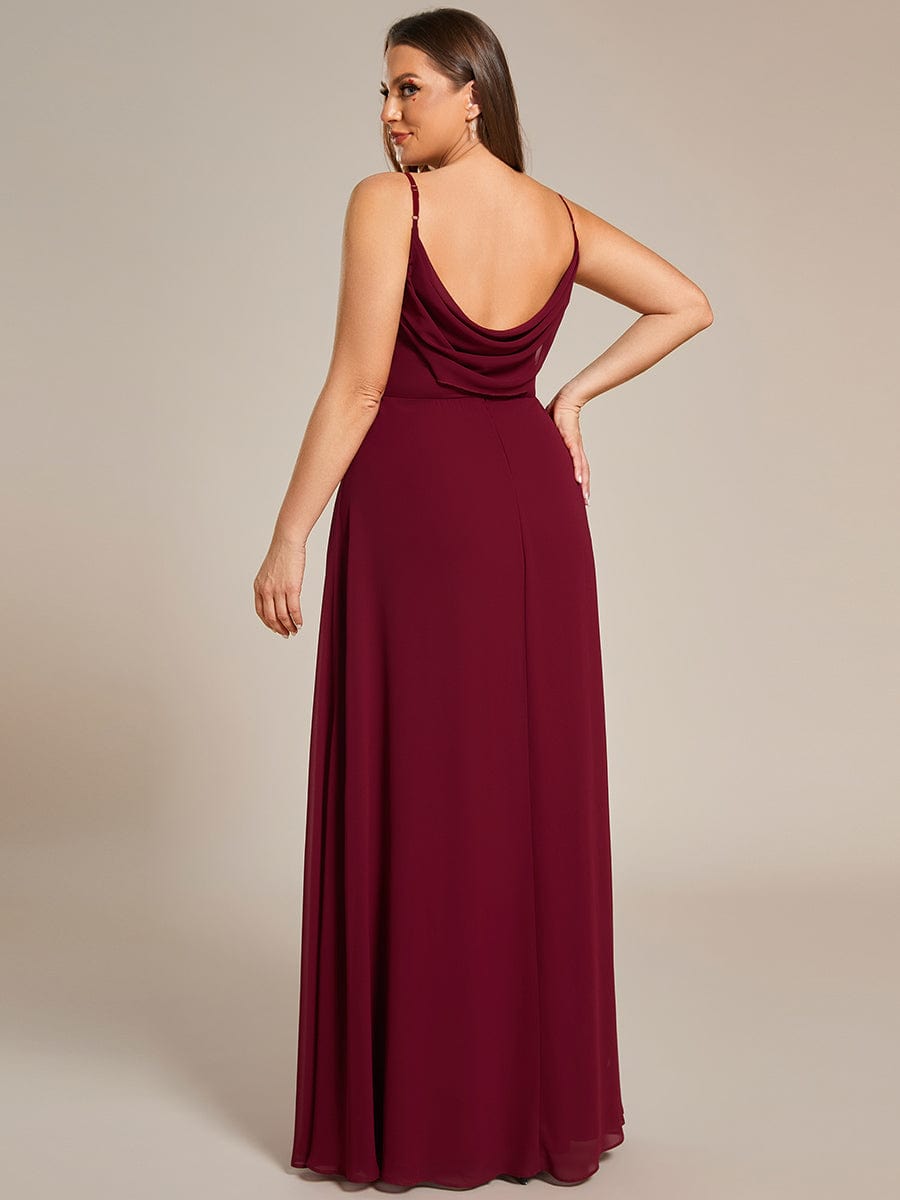 Sweetheart Draped Back Floor Length Bridesmaid Dress #color_Burgundy