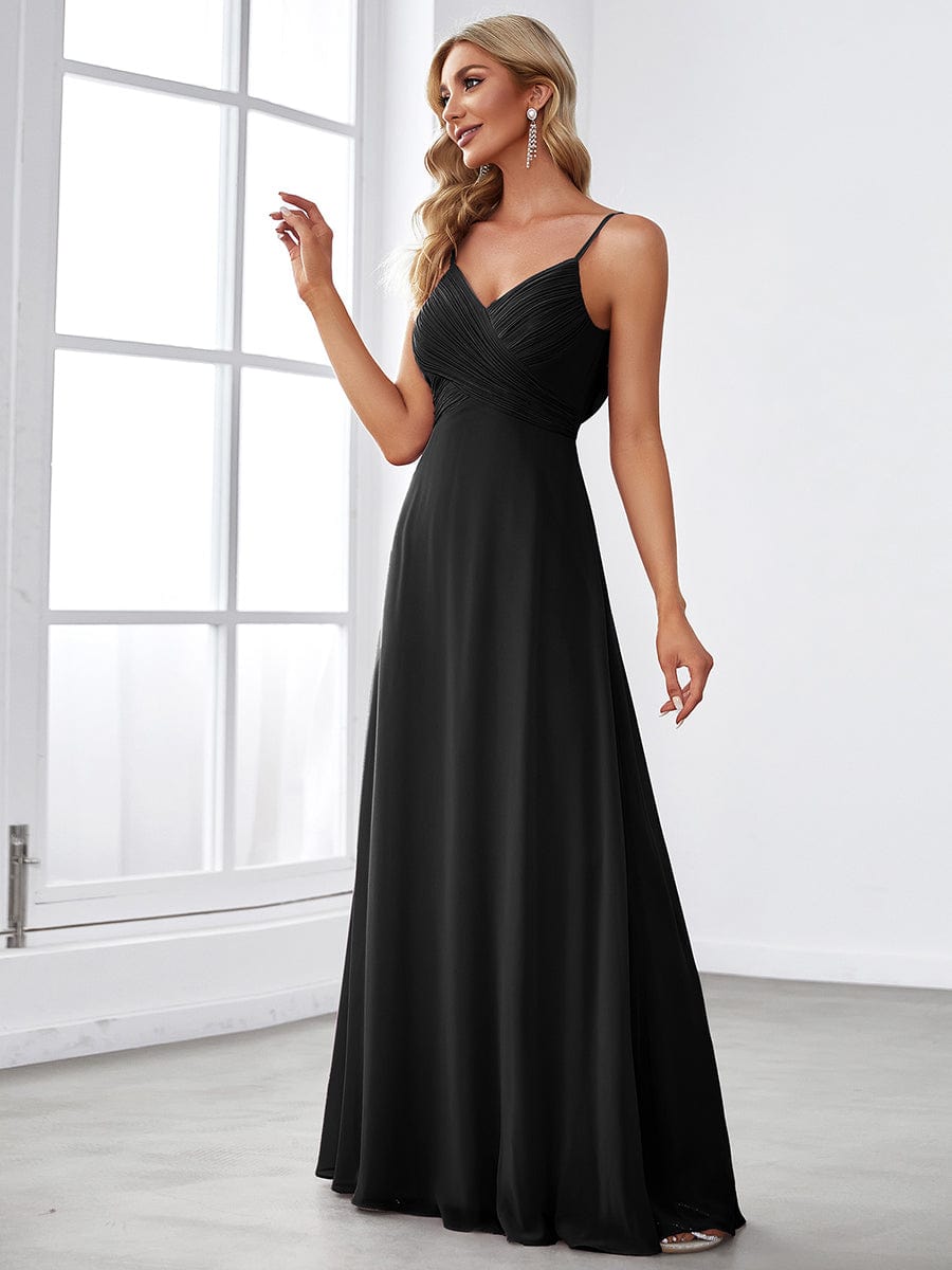 Sweetheart Draped Back Floor Length Bridesmaid Dress #color_Black