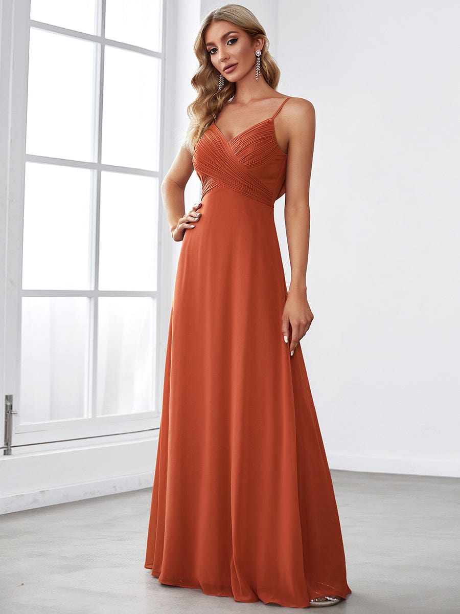 Sweetheart Draped Back Floor Length Bridesmaid Dress #color_Burnt Orange