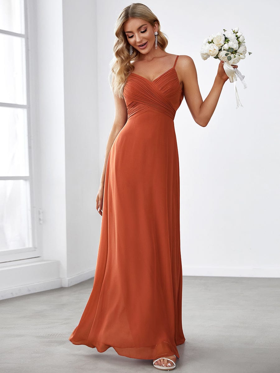 Sweetheart Draped Back Floor Length Bridesmaid Dress #color_Burnt Orange