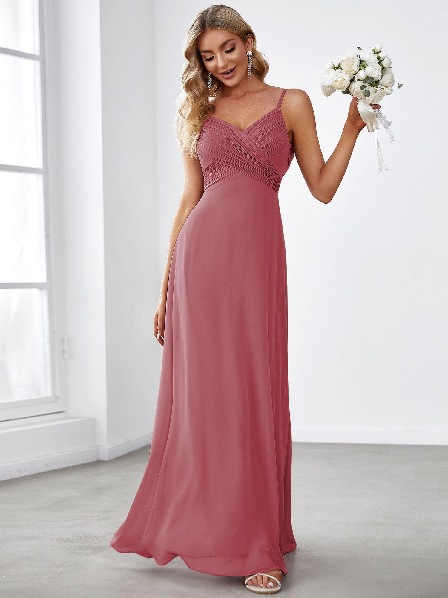 Custom Size Sweetheart Draped Back Floor Length Bridesmaid Dress #color_Cameo Brown