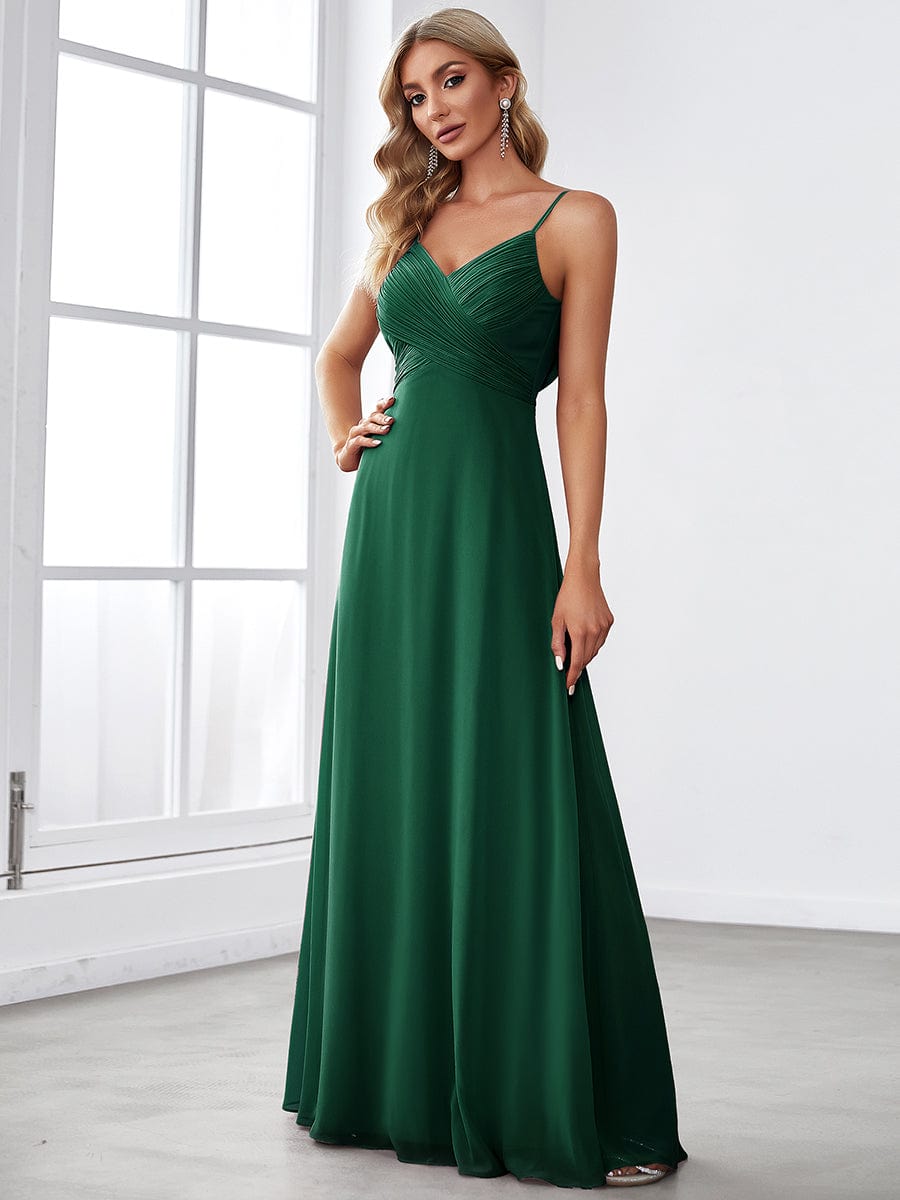 Sweetheart Draped Back Floor Length Bridesmaid Dress #color_Dark Green