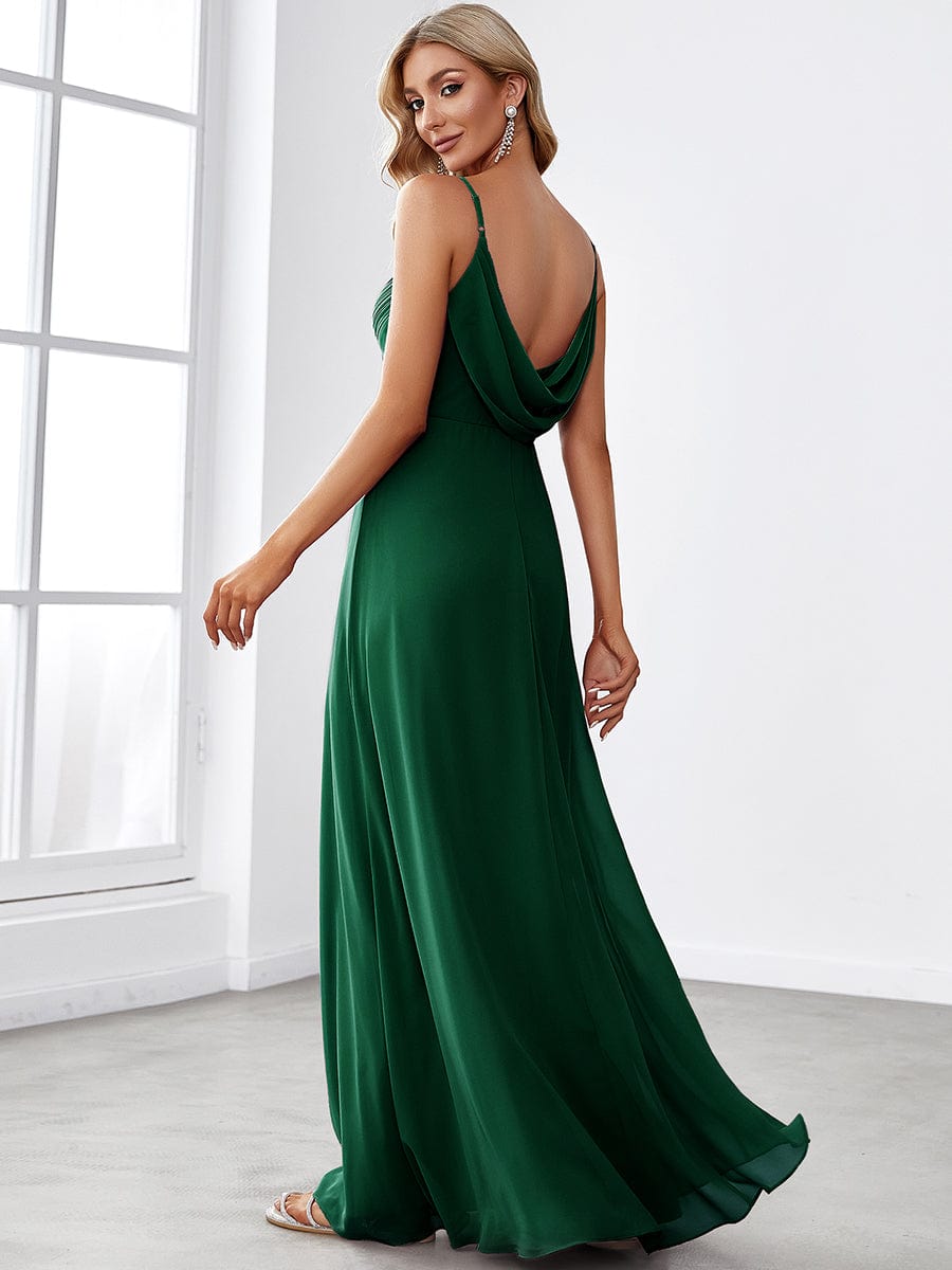 Sweetheart Draped Back Floor Length Bridesmaid Dress #color_Dark Green