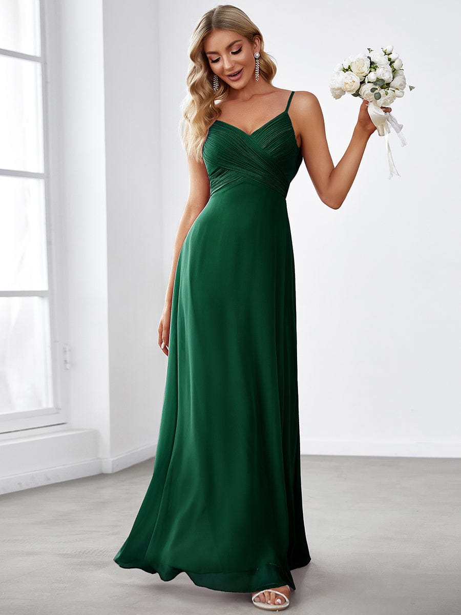 Sweetheart Draped Back Floor Length Bridesmaid Dress #color_Dark Green