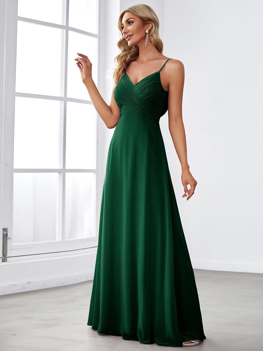 Sweetheart Draped Back Floor Length Bridesmaid Dress #color_Dark Green