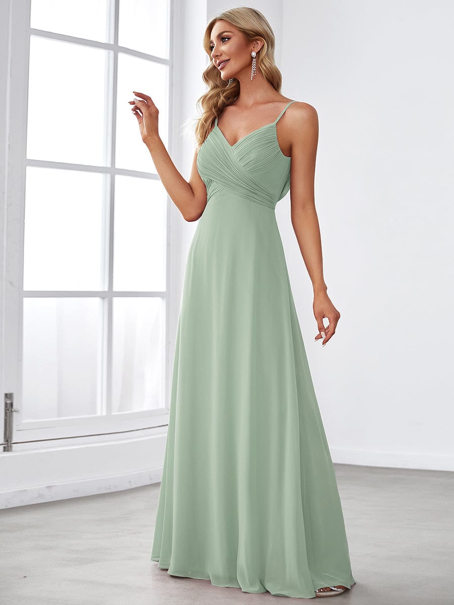 Sweetheart Draped Back Floor Length Bridesmaid Dress #color_Mint Green