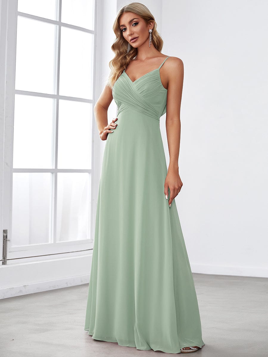 Sweetheart Draped Back Floor Length Bridesmaid Dress #color_Mint Green