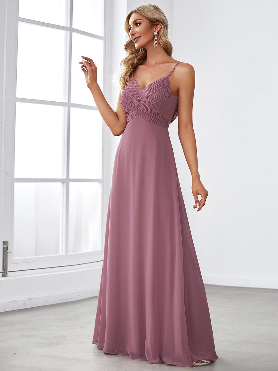 Custom Size Sweetheart Draped Back Floor Length Bridesmaid Dress #color_Purple Orchid