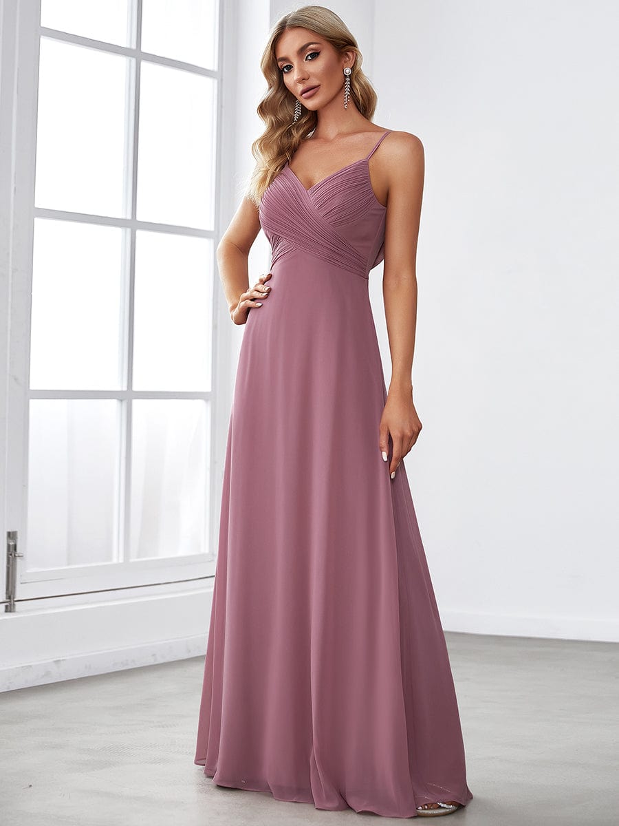Custom Size Sweetheart Draped Back Floor Length Bridesmaid Dress #color_Purple Orchid
