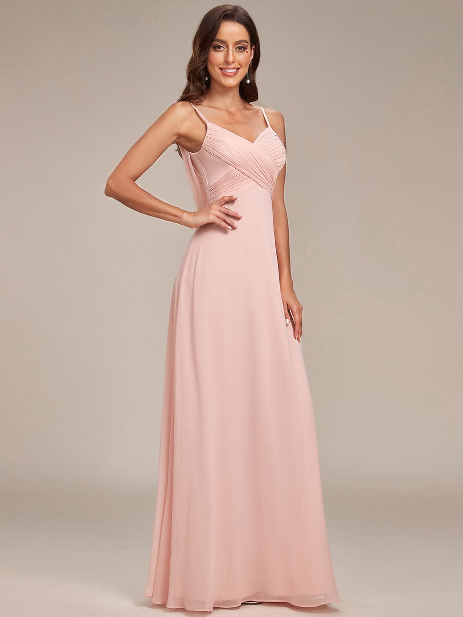 Sweetheart Draped Back Floor Length Bridesmaid Dress #color_Pink