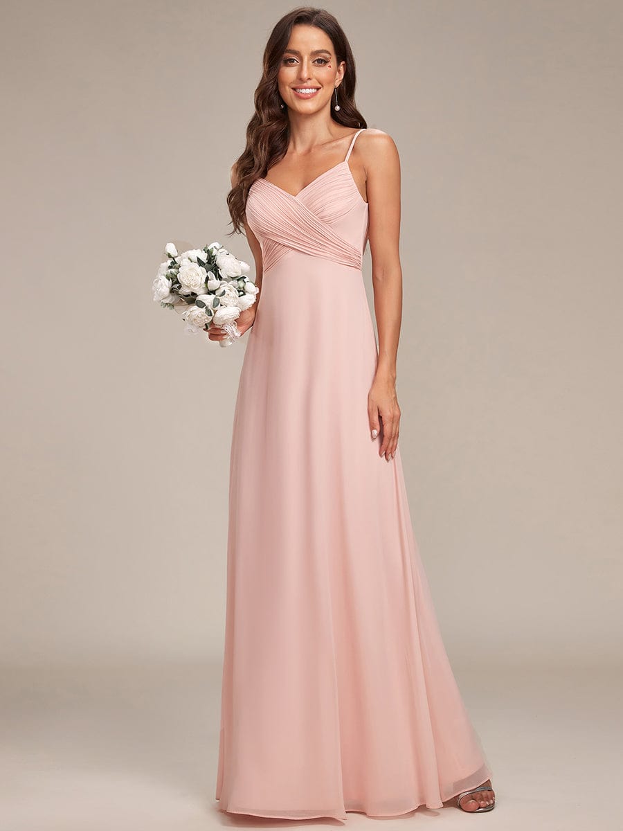 Sweetheart Draped Back Floor Length Bridesmaid Dress #color_Pink