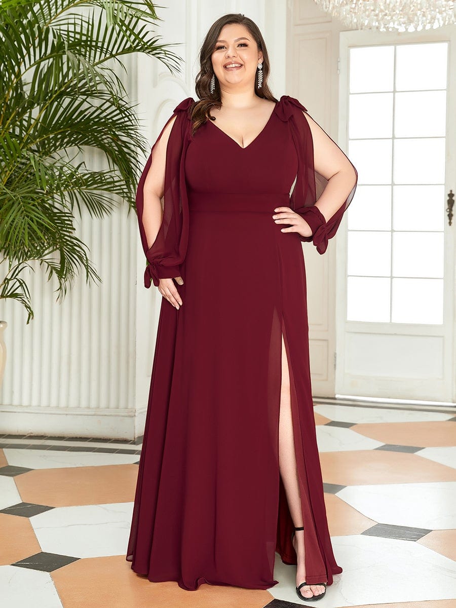 Plus size bridesmaid dresses wine color best sale