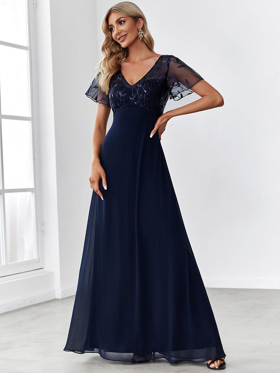 Short fashion sleeve evening dresses uk